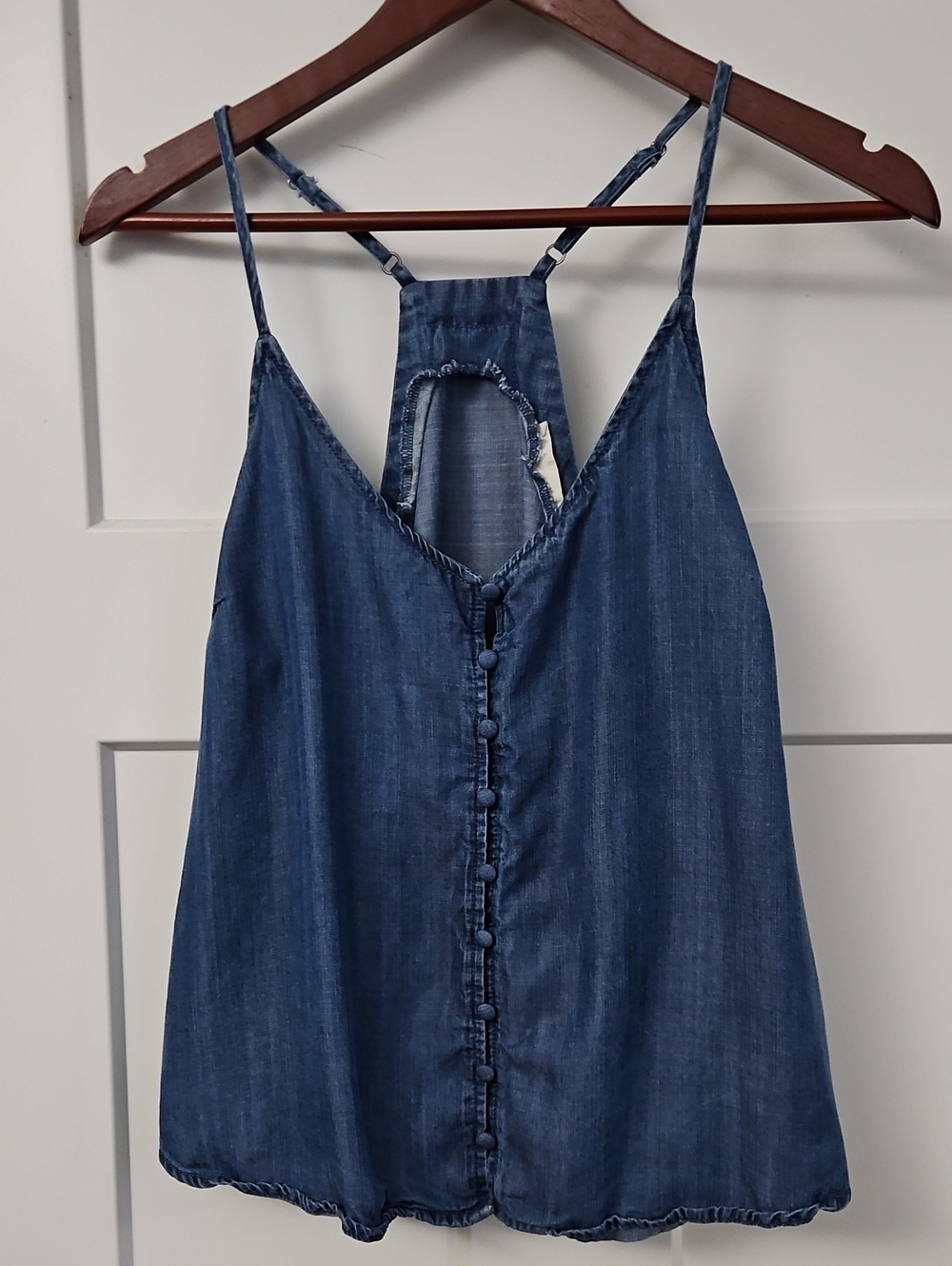 Lovestitch Blue Tencel Button Front Racerback Camisole Medium